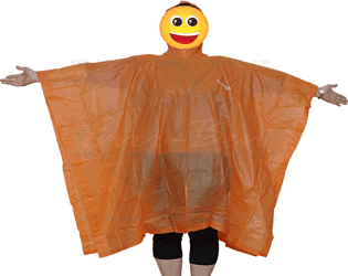 Orange PVC waterproof rain poncho